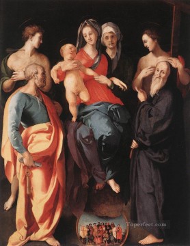 ポントルモ Painting - 聖母子と聖アンナとその他の聖人 肖像画家 フィレンツェのマニエリスム ポントルモ